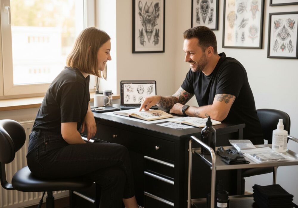 tattoo consultation, hygiene, professional tattoo studio